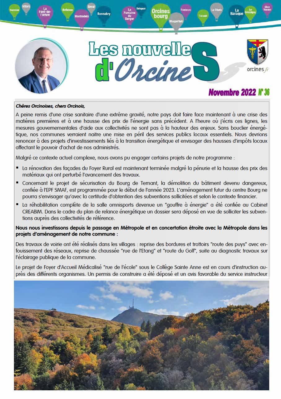 Les nouvelles d’Orcines 11-22 N°36