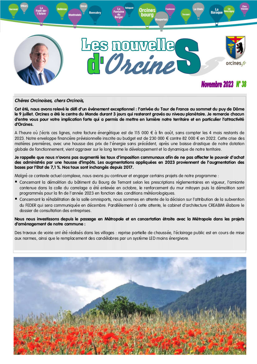 Les nouvelles d’Orcines 11-23 N° 38